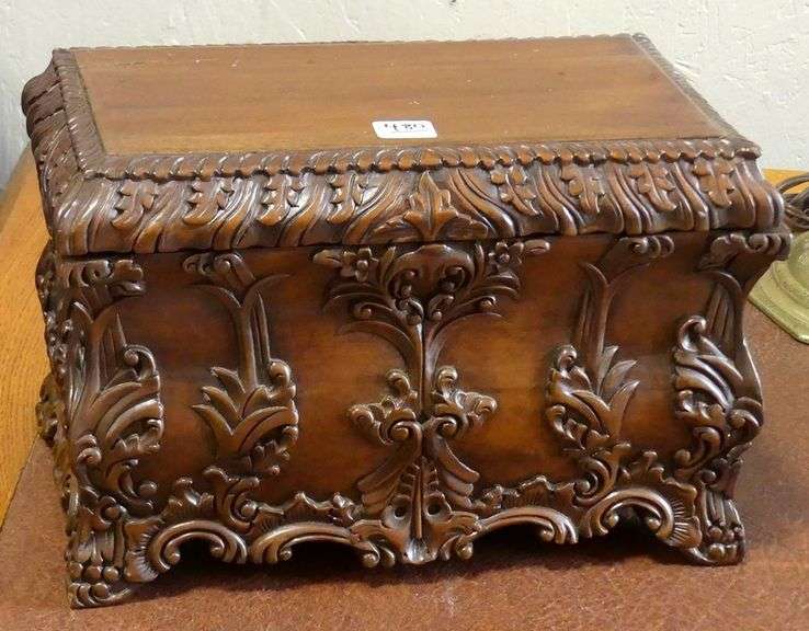 CARVED MAHOGANY BOX