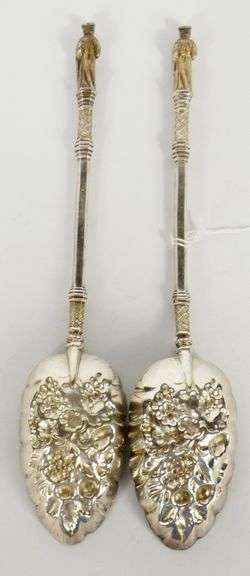 PAIR ANTIQUE SILVER SPOONS
