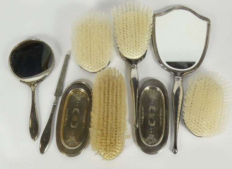 EXTENSIVE STERLING TOILETTE SET