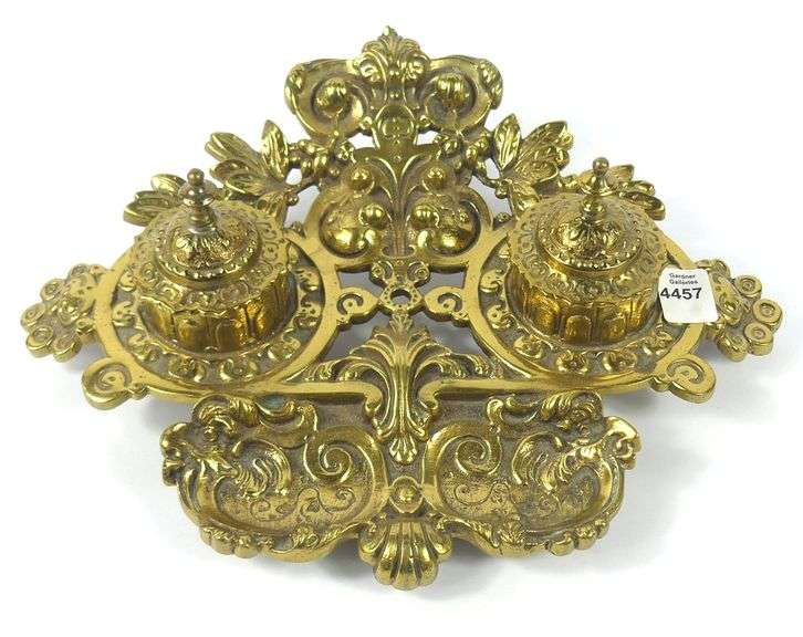 EXCEPTIONAL BRASS INKWELL