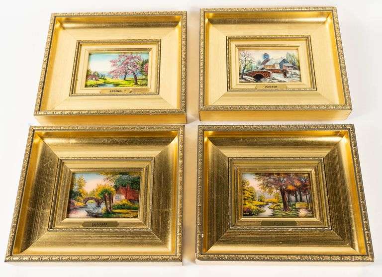 SET OF FOUR ENAMEL "FOUR SEASONS" LIMITED EDITION PRINTS
