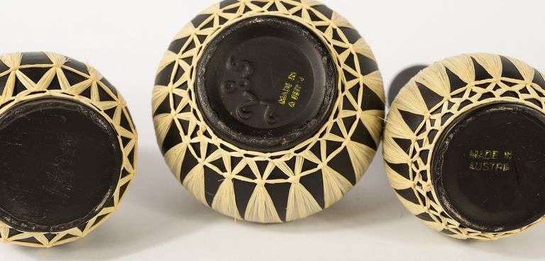 THREE AUSTRIAN BASALT POTTERY VASES