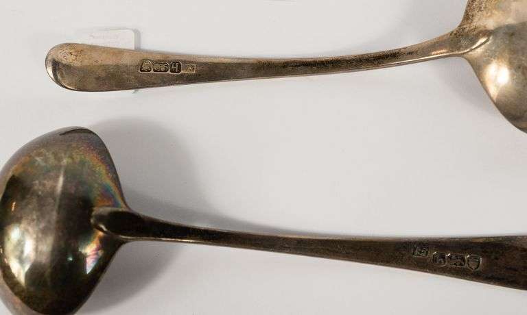 PAIR OF GEORGIAN STERLING SAUCE LADLES