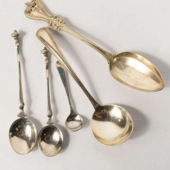 FIVE STERLING SPOONS