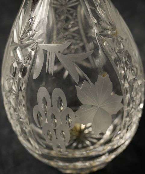 ETCHED CRYSTAL DECANTER & HOCK GLASSES