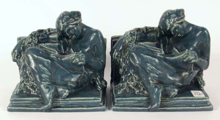 PAIR ROOKWOOD POTTERY BOOKENDS