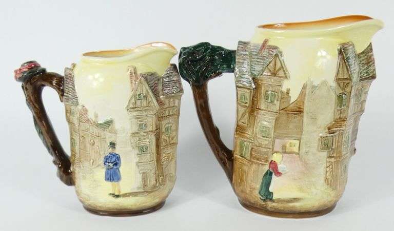 2 ROYAL DOULTON DICKENS EMBOSSED JUGS
