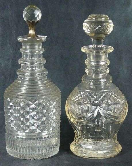 TWO ANTIQUE CRYSTAL DECANTERS