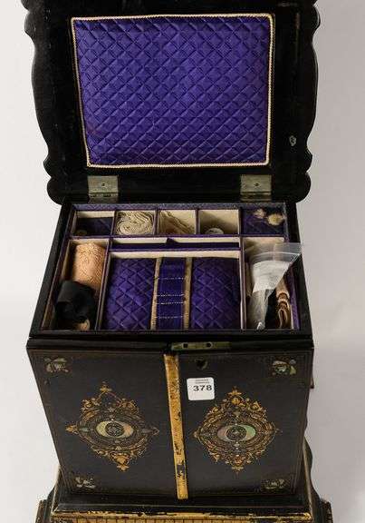 VICTORIAN PAPIER MACHE SEWING BOX