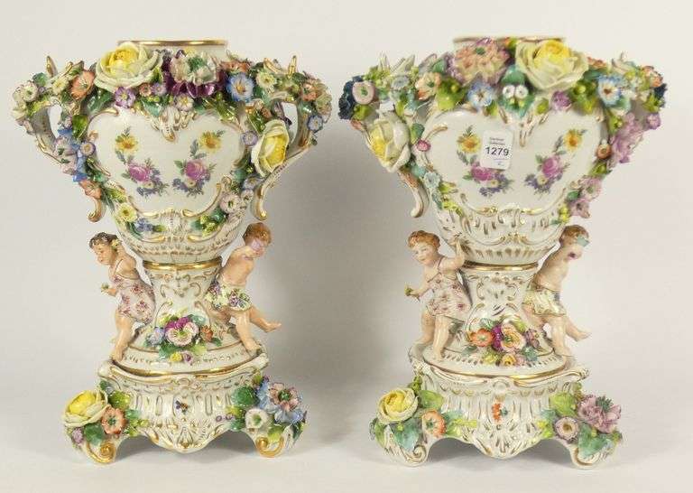 PAIR ANTIQUE URNS