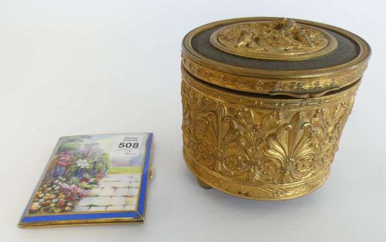 ENAMEL PORCELAIN COMPACT AND MUSICAL JEWEL CASKET