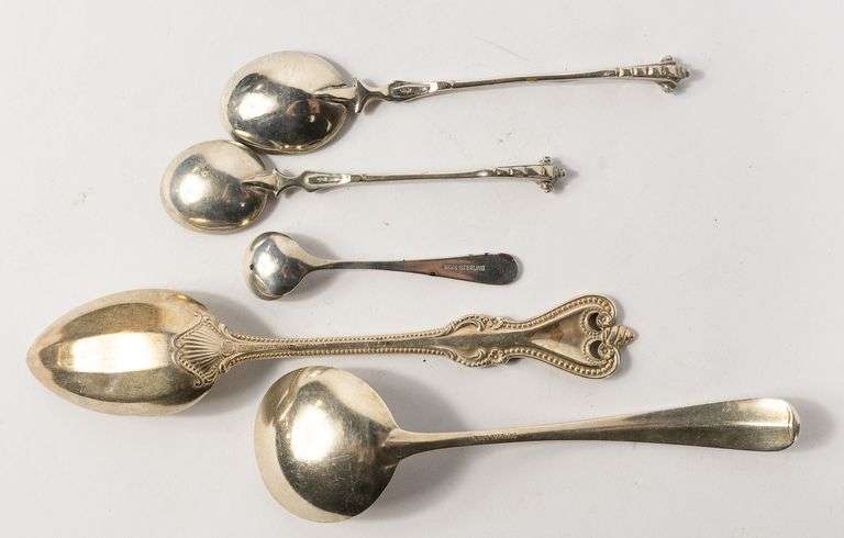 FIVE STERLING SPOONS