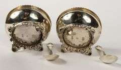 PAIR OF EARLY VICTORIAN STERLING OPEN SALTS WITH SPOONS