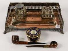 STANDISH, INKWELLS & PIPES
