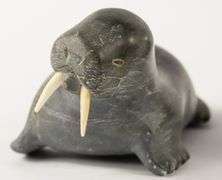 TWO INUIT SOAPSTONE "WALRUS" CARVINGS