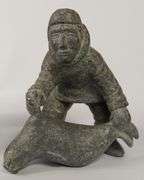 TWO INUIT SOAPSTONE "HUNTER" CARVINGS