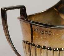 STERLING CREAMER, SUGAR & TONGS