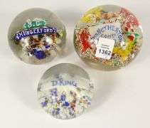 6 ANTIQUE NAME PAPERWEIGHTS