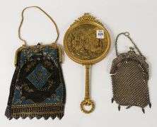 TWO MESH PURSES AND HAND MIRROR