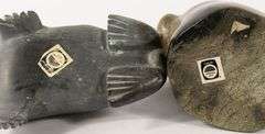 TWO INUIT SOAPSTONE "WALRUS" CARVINGS