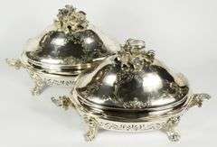 PAIR OVAL COVERED SERVING DISHES