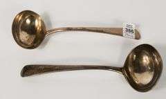 PAIR OF GEORGIAN STERLING SAUCE LADLES