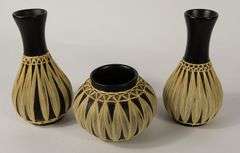 THREE AUSTRIAN BASALT POTTERY VASES