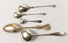 FIVE STERLING SPOONS