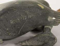TWO INUIT SOAPSTONE CARVINGS & CEDAR CARVING