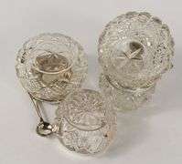 STERLING LIDDED JARS & STERLING COLLAR OPEN SALTS