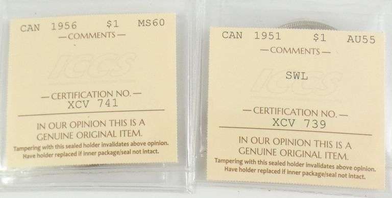 2 GRADED CANADIAN SILVER DOLLARS