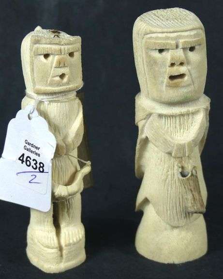 TWO INUIT TUPILAK CARVED FIGURES