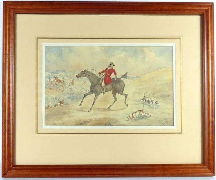 SET OF THREE ANTIQUE HUNTING WATERCOLOURS