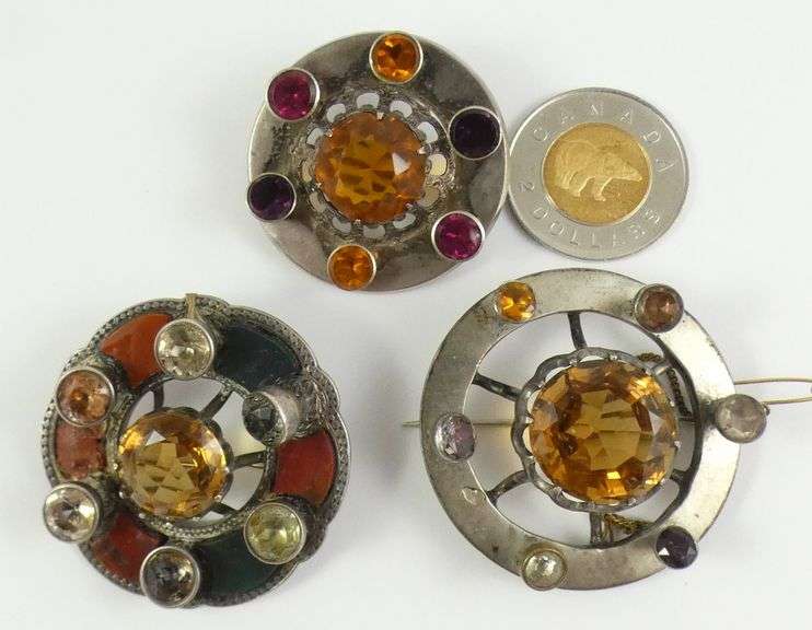 3 ANTIQUE SCOTTISH KILT BROOCHES