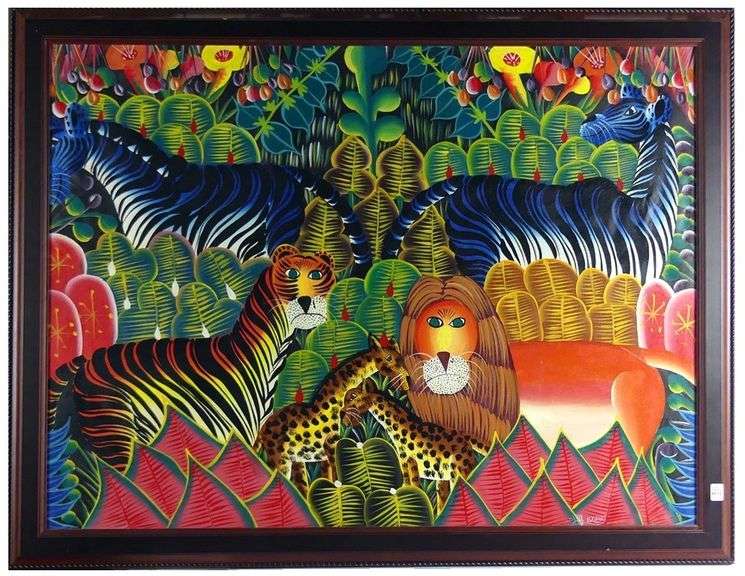 LARGE FOLK ART OIL