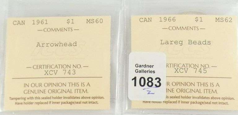 2 GRADED CANADIAN SILVER DOLLARS