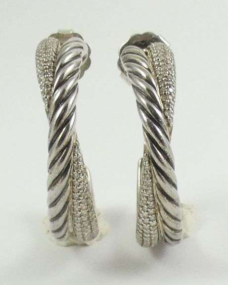 PAIR DAVID YURMAN DIAMOND EARRINGS