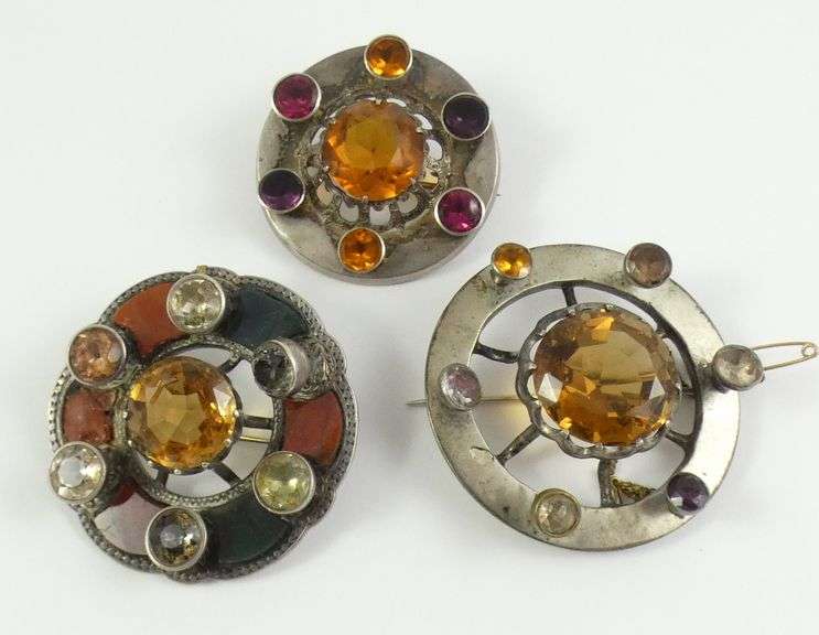3 ANTIQUE SCOTTISH KILT BROOCHES
