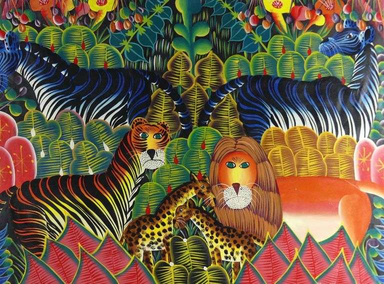 LARGE FOLK ART OIL
