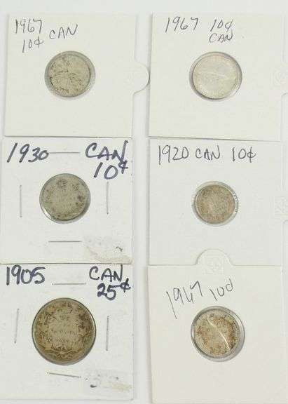 6 CANADIAN SILVER COINS
