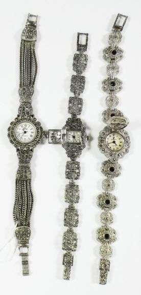 (3) LADIES' JEWELED QUARTZ WRISTWATCHES