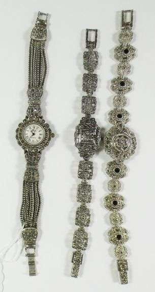 (3) LADIES' JEWELED QUARTZ WRISTWATCHES