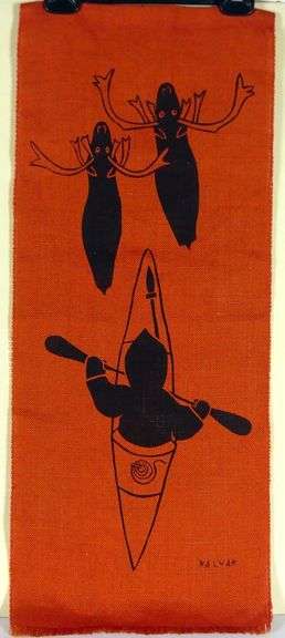 TWO SILK SCARVES & HELEN KALVAK WALL HANGING