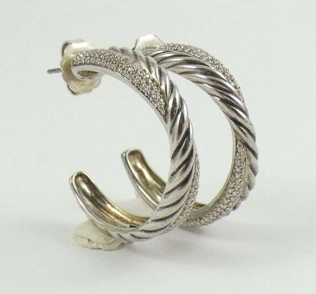 PAIR DAVID YURMAN DIAMOND EARRINGS