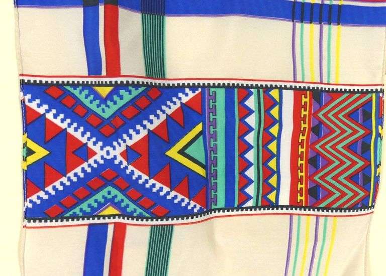 TWO SILK SCARVES & HELEN KALVAK WALL HANGING