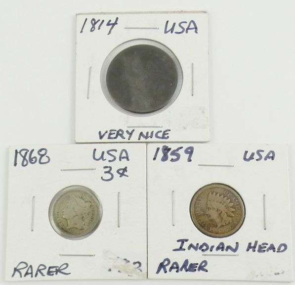3 U.S. 19TH CENTURY COINS