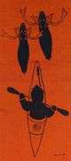 TWO SILK SCARVES & HELEN KALVAK WALL HANGING