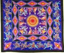 TWO SILK SCARVES & HELEN KALVAK WALL HANGING