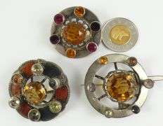 3 ANTIQUE SCOTTISH KILT BROOCHES