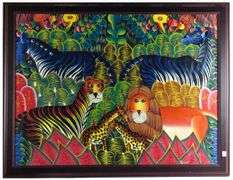 LARGE FOLK ART OIL